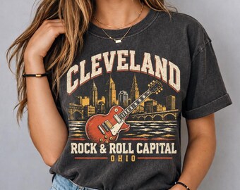 T-shirt Cleveland Ohio, Rock & Roll Capital Comfort Colors, souvenir musical vintage
