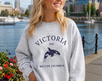 Victoria Canada Orca Sweatshirt, Whale Watching Travel Crewneck - Etsy