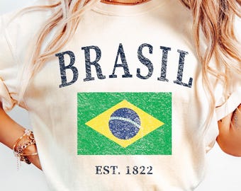 Brazil Flag Comfort Colors Tshirt, Rio de Janeiro Travel Souvenir Tee