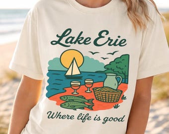 Lake Erie Comfort Colors® T Shirt Lake Life Travel Souvenir