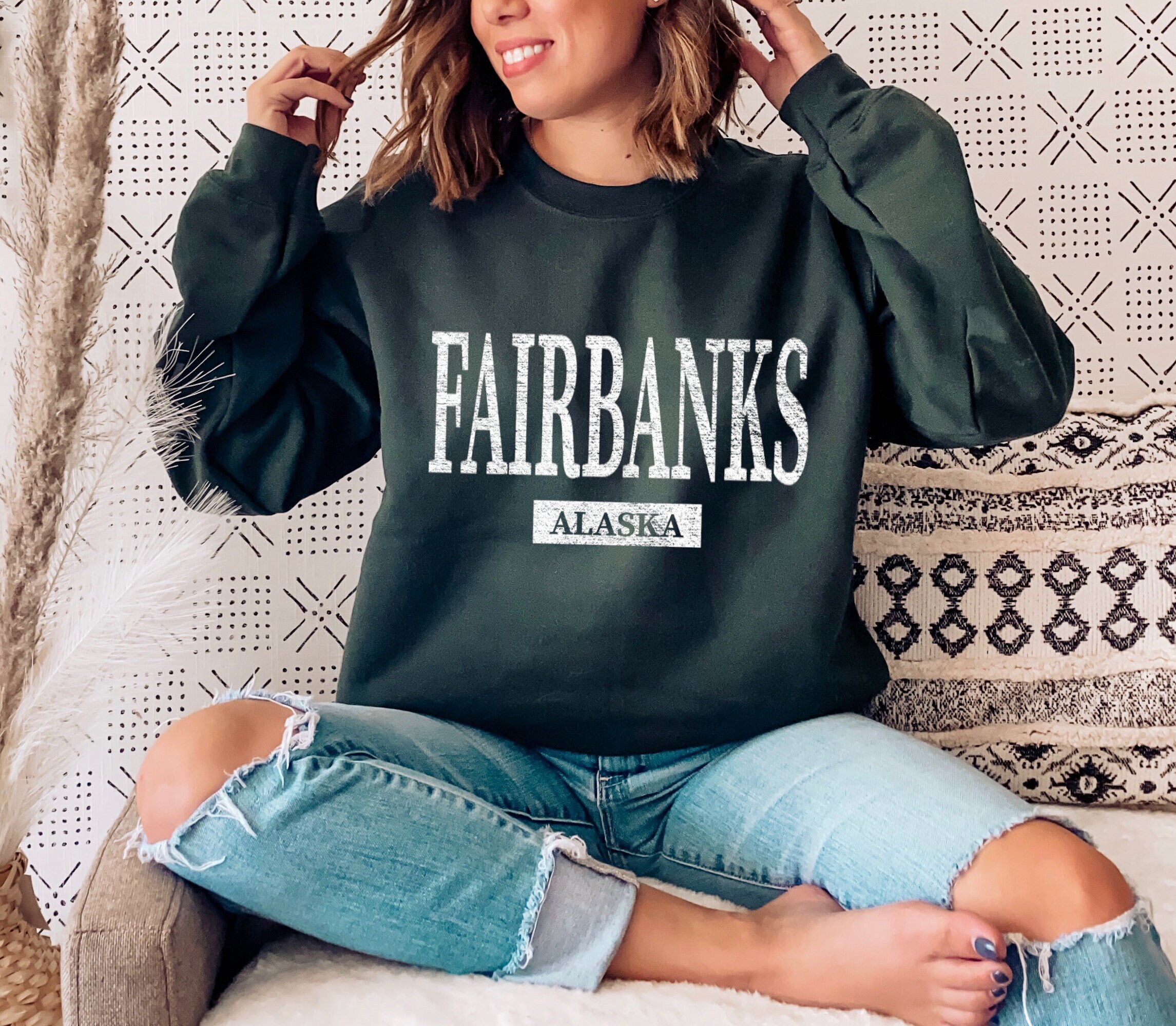 Unisex Fairbanks Alaska Crewneck Sweatshirt Pullover Souvenir Gift