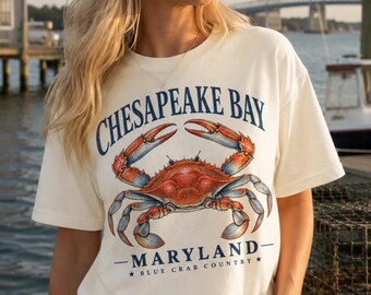 Chesapeake Bay Maryland Shirt, Blue Crab Coastal Travel Tee