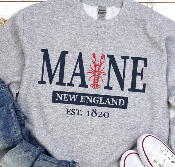 Maine Lobster Sweatshirt, Coastal Maine Travel Souvenir Crewneck