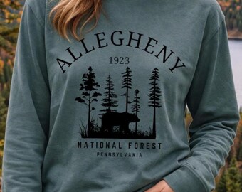 Maglietta a maniche lunghe della Foresta Nazionale di Allegheny, maglietta da escursionismo della Pennsylvania, souvenir di viaggio.