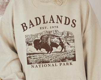 Badlands National Park Hoodie, South Dakota Bison Sweatshirt
