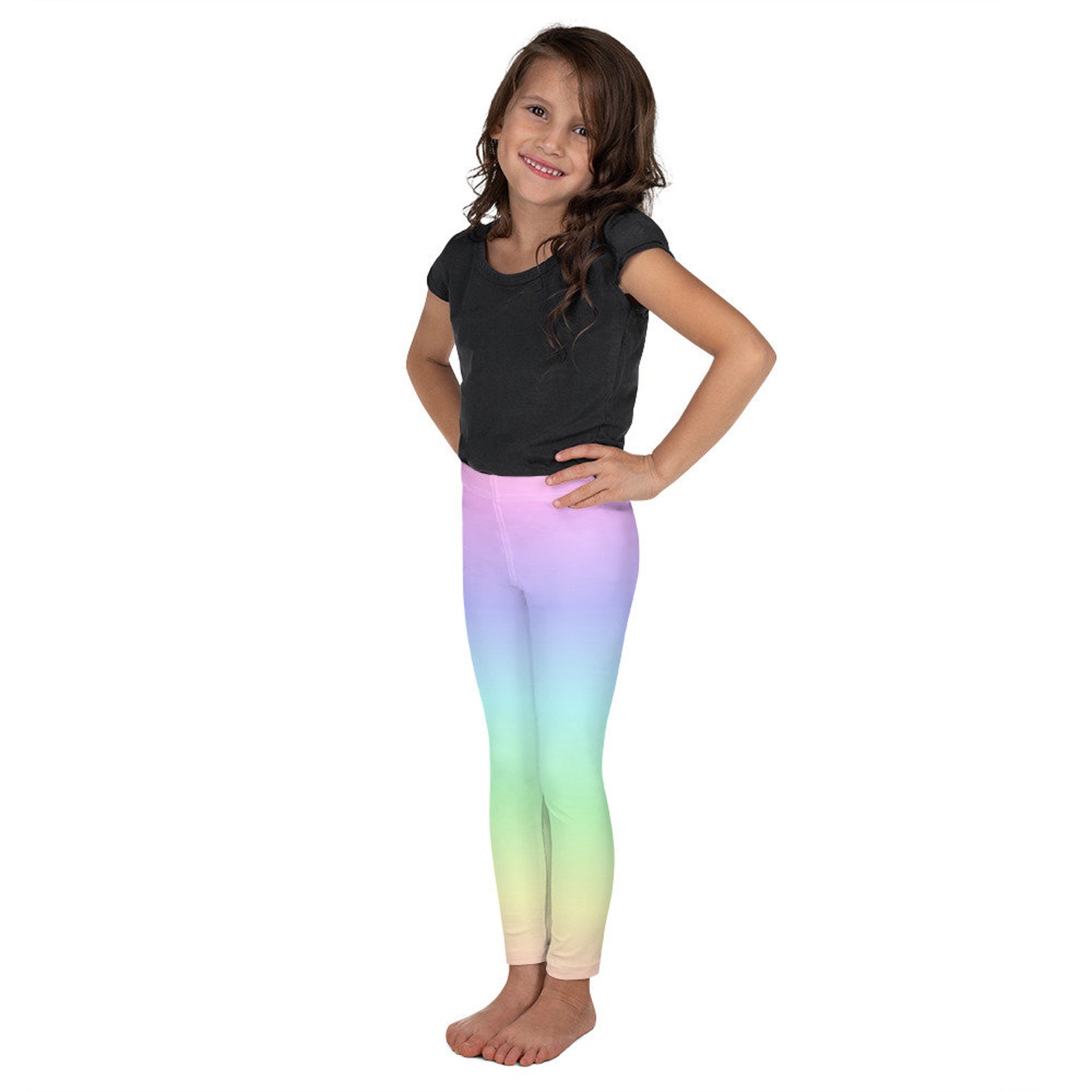 Kids Pastel Rainbow Leggings Spring Summer Spandex Lycra Etsy