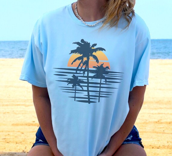Blue Tropical Palm Tree T-Shirt Blue Tropical Palm Tree T-Shirt