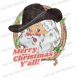 Cowboy Santa Digitale Bilddatei, Weihnachtsmann im Cowboyhut, Frohe Weihnachten, Westliche Weihnachten, Land Weihnachtsmann Sofort Download