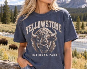 T-shirt du parc national de Yellowstone, T-shirt Bison Comfort Colors®, T-shirt vintage de voyage sur la faune sauvage