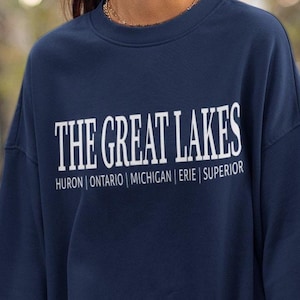 Great Lakes Sweatshirt, Unisex Womens Lake Huron, Ontario, Michigan, Erie, Superior Crewneck Gift