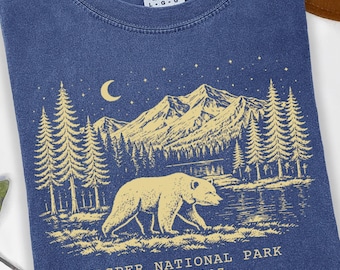 Jasper National Park Bear Comfort Colors Tshirt, Alberta Canada Travel Souvenir Hiking Tee
