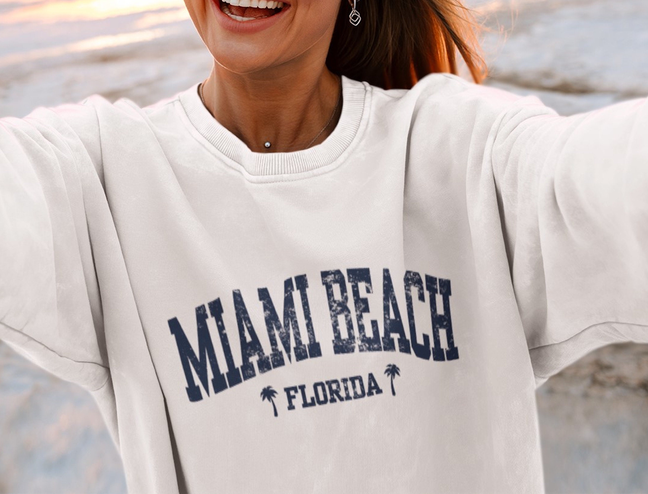 Miami Florida South Beach aerial view Kids Pullover Hoodie by nyc_russ