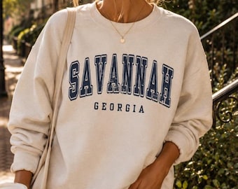 Sudadera de cuello redondo de Savannah, Georgia, jersey costero del sur, regalo
