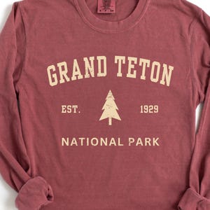 Grand Teton National Park Comfort Colors® Long Sleeve Tshirt Gift, Wyoming Hiking Tee