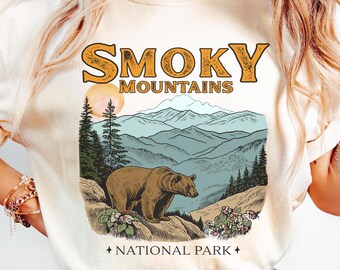 Smoky Mountains Shirt, Vintage Nationalpark T-Shirt, Bär Wandershirt