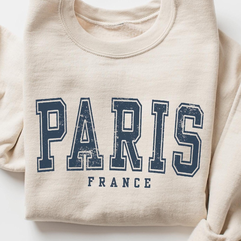 0075~Cotton PARIS Crew-Neck T-Shirt main image 1