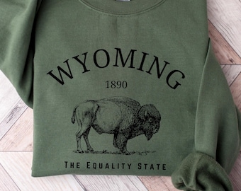 Wyoming Bison Sweatshirt, Western Crewneck Gift
