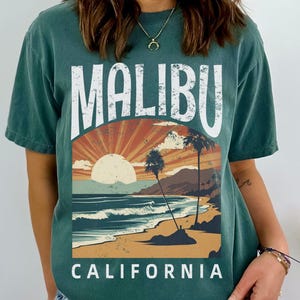 Retro Malibu California Tshirt Beach Gift Tee