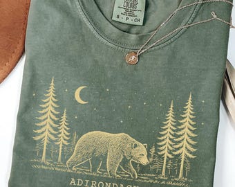 Adirondacks State Park Bär bei Nacht Comfort Colors® T-Shirt, Geschenkidee für Upstate New York
