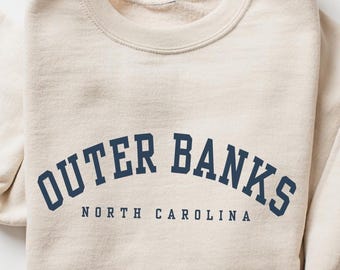 Outer Banks North Carolina Beach Crewneck Sweatshirt, OBX Travel Souvenir