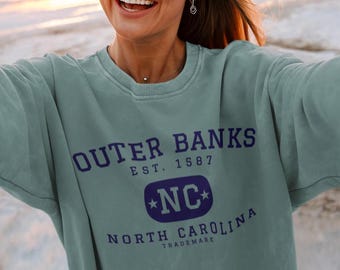 Outer Banks OBX Beach Crewneck Sweatshirt North Carolina Souvenir