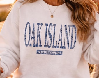 Oak Island North Carolina Beach Sweatshirt, Coastal Travel Souvenir