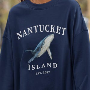 Nantucket Island Whale Sweatshirt Gift, Massachusetts Shirt, Spring Break Crewneck, Preppy Beach Pullover Sweater