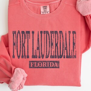 Fort Lauderdale Florida Beach Crewneck Sweatshirt Gift, Comfort Colors® Pullover Souvenir