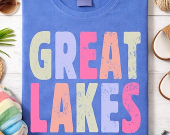 Great Lakes Michigan Wisconsin Minnesota Illinois Ohio Comfort Colors Shirt, Midwest Lake Travel Souvenir Tee
