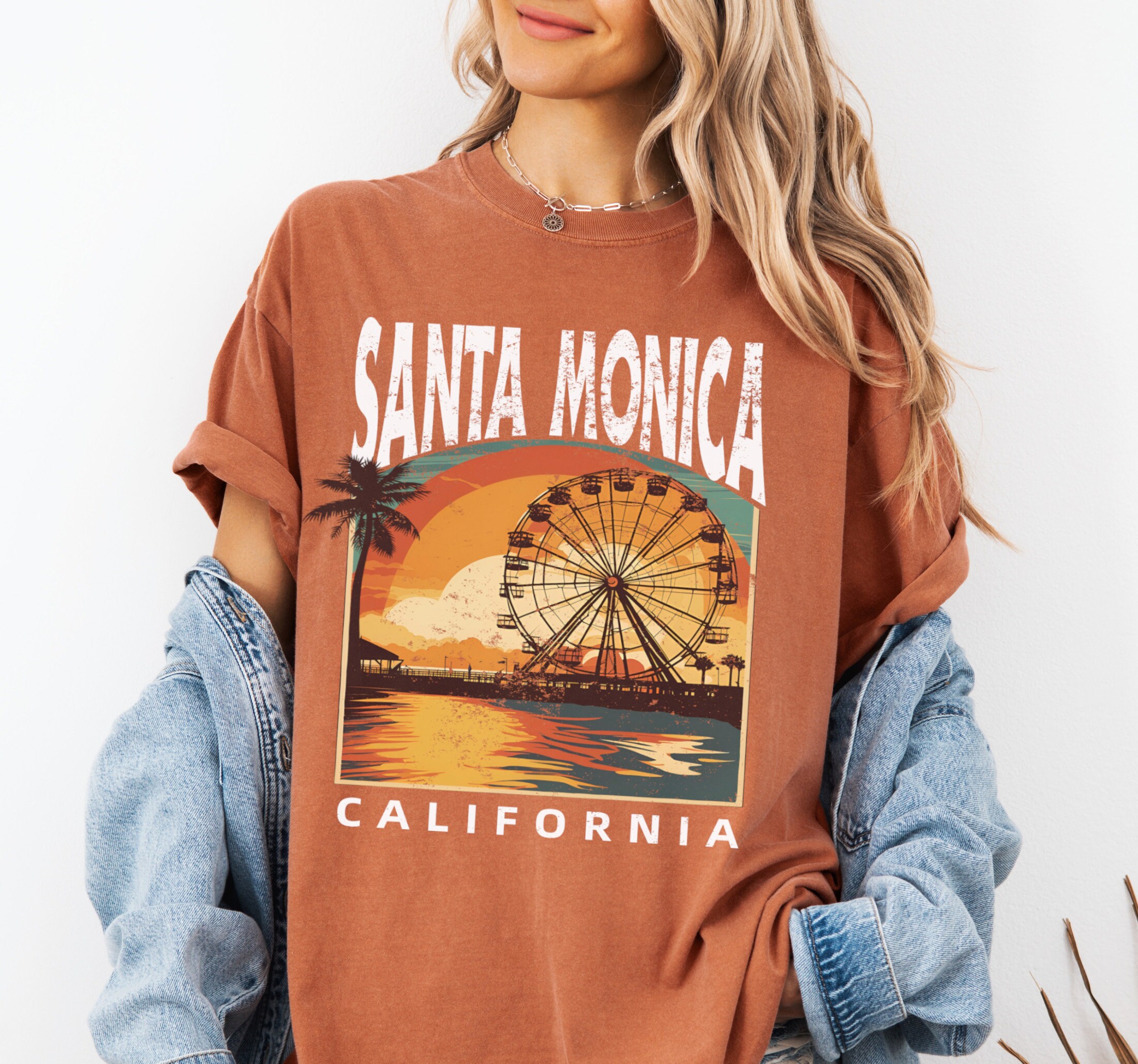 Santa Monica Pier T-shirt: Retro California Beach Comfort Colors