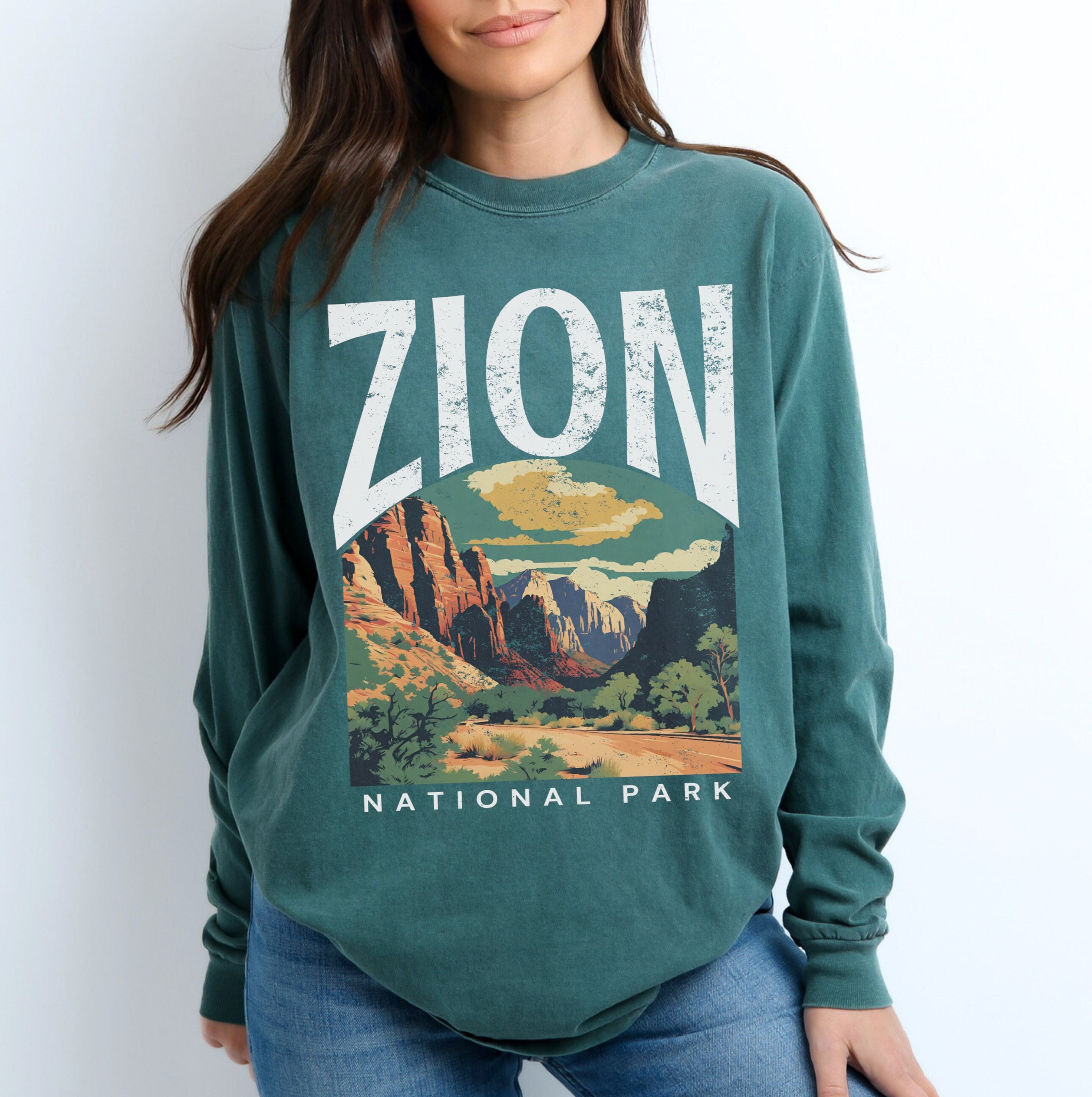 ザイオン国立公園 長袖Tシャツ ギフトTシャツ、ユタ州ハイキング 