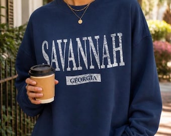 Sudadera de Savannah, Georgia, sudadera de cuello redondo de recuerdo de viaje de Savannah