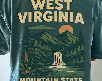 West Virginia Mountain State Comfort Colors Tshirt, Appalachian Travel Souvenir Tee