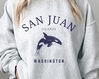San Juan Islands Washington Orca Sweatshirt, Killer Whale Crewneck Gifts