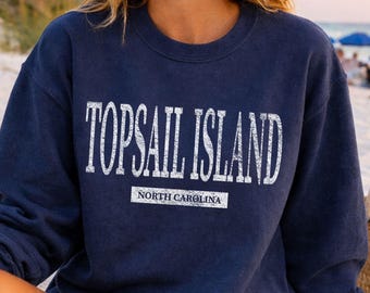 North Carolina Crewneck Sweatshirt, Topsail Island Beach Souvenir