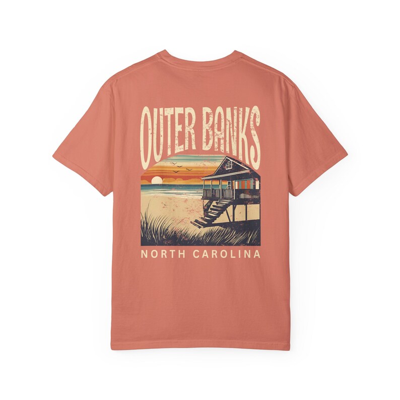 Retro Outer Banks Tshirt Beach Gift, North Carolina Tee Terracotta
