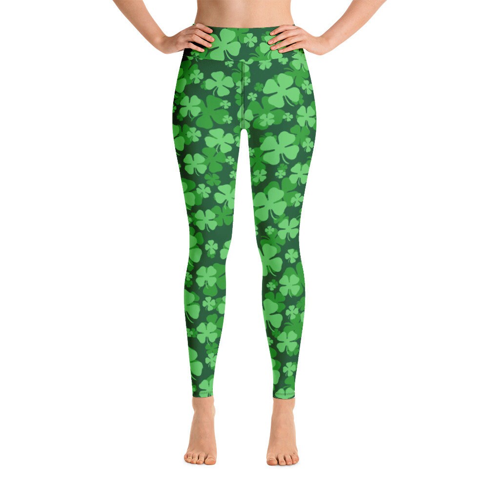 High Waisted Shamrock Leggings St Patricks Day Leggings St - Etsy