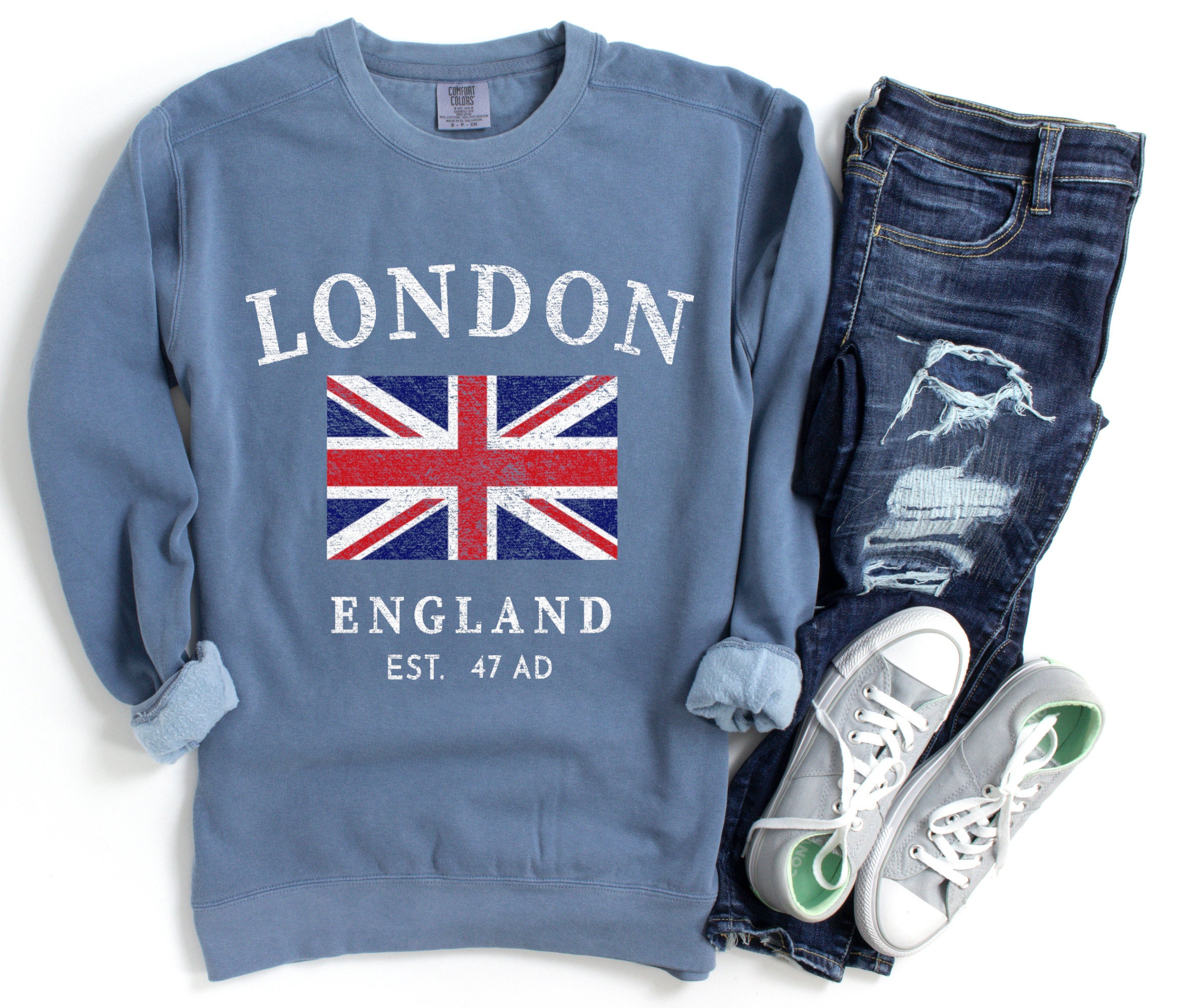 Sweat-shirt Homme à Col Rond – Imprimé Drapeau Britannique, Doublure Polaire épaisse, Chaud Et Confortable Pour L'hiver