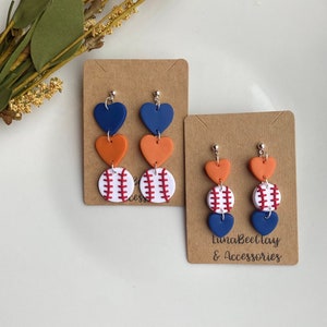 Houston Astros Baseball Earrings | Customizable Baseball Earrings | Polymer Clay Earrings | Baseball Earrings