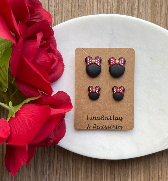 Minnie Mouse Mommy and Me Stud Earrings Handmade Polymer Clay Earrings Minnie Mouse Etsy