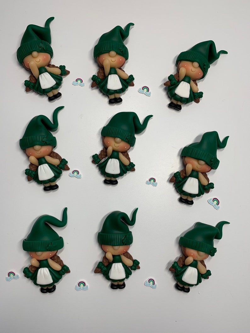 DIY Craft Clover The Lucky Gnome Clay Figurine Flat Back Clay Center