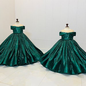 Amaryllis green-emerald sparkly dress, flower girl dress, birthday dress, girls party dress,  birthday dress,  photoshoot, christmas dress