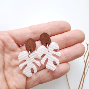 Polymer clay earrings Fimo clay earrings Handmade earrings Original unique and light Feuille