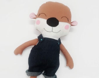 Otter doll soft toy sewing pattern and tutorial PDF includes clothes