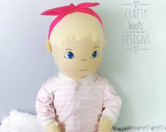 Large Cotton baby doll sewing pattern  pdf