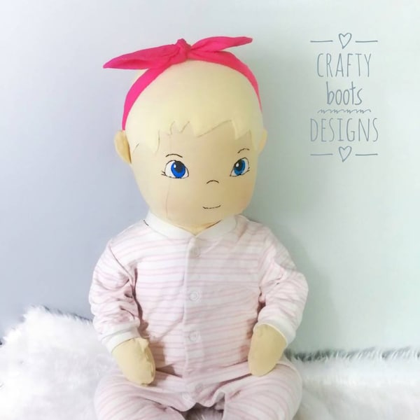 Large Cotton baby doll sewing pattern  pdf