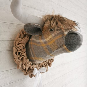 faux highland cow head wall decoration sewing pattern and tutorial.
