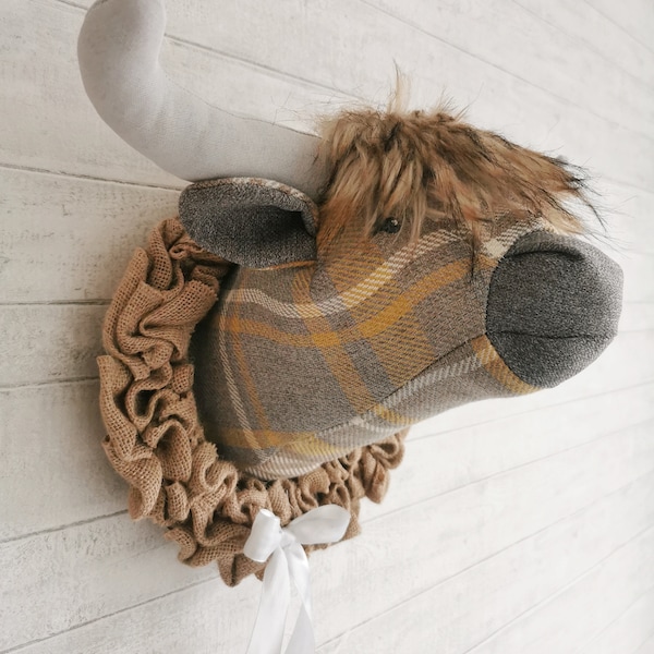 faux highland cow head wall decoration sewing pattern and tutorial.