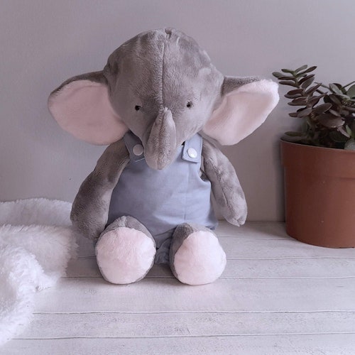 plushie elephant with dungarees sewing pattern and tutorial pdf