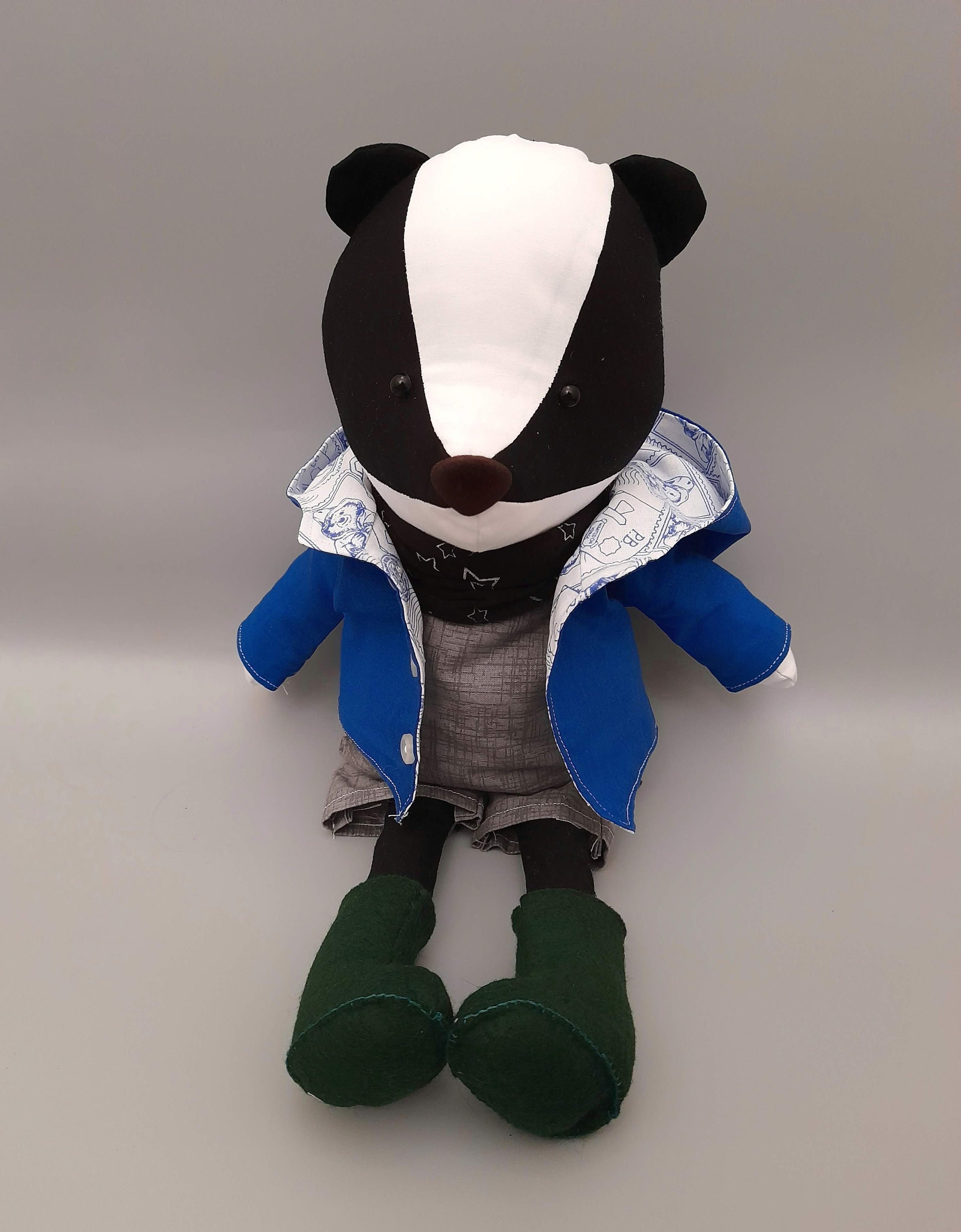 Stuffed Animal Badger with Jacket Sewing Pattern